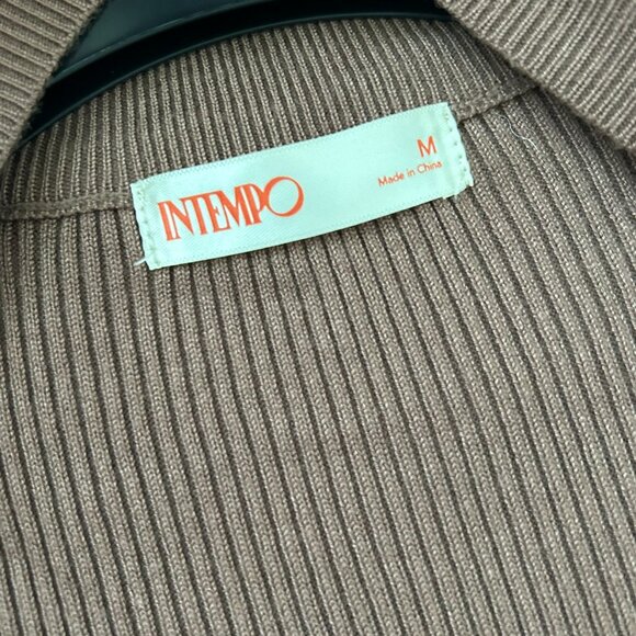 Intempo Mockneck Cut-Out Mini Dress Bodycon Knit Long Bell Sleeves Medium - Picture 3 of 4